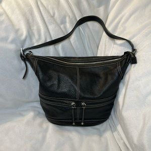 Maxx New York Pebbled Black Leather Bag